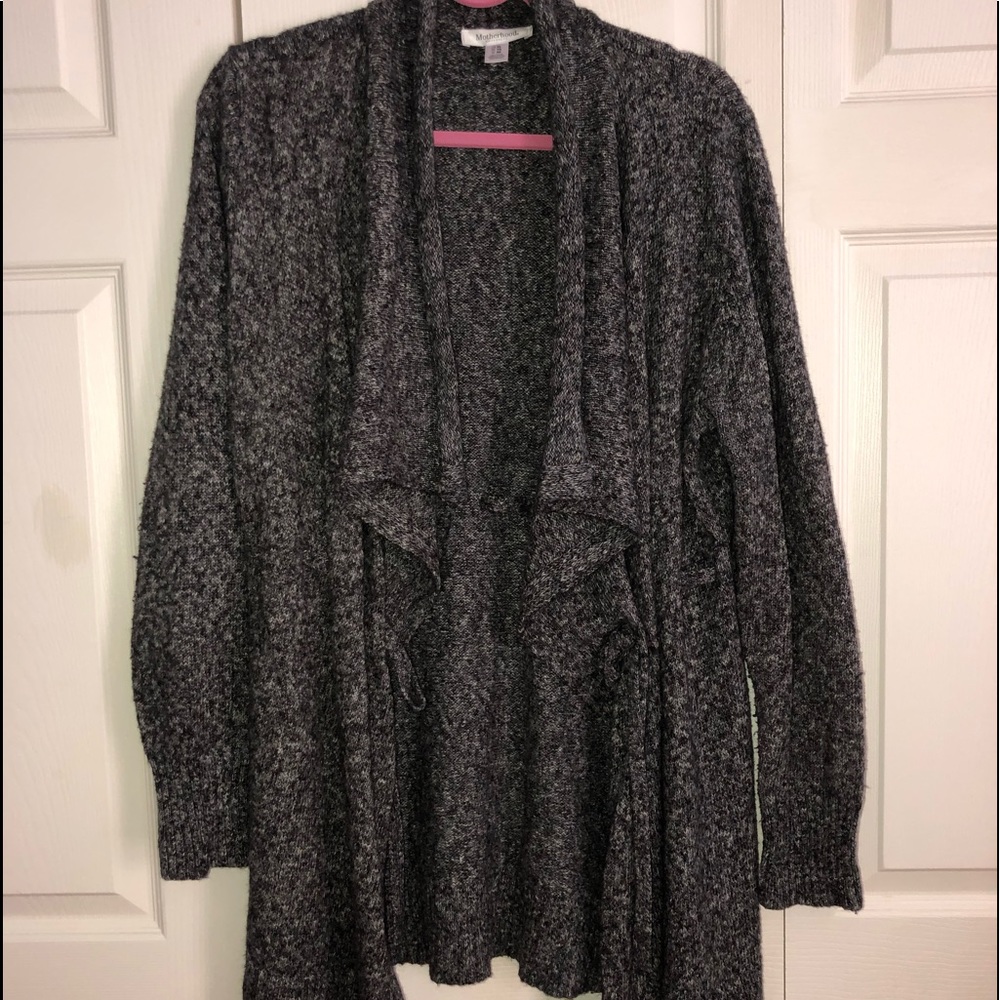 Black and gray maternity sweater